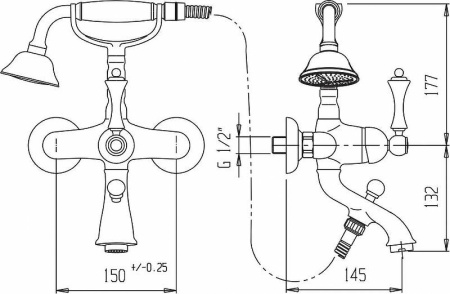 Смеситель для ванны Cezares Margot MARGOT-VDM-01-Bi Хром