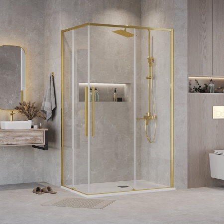Душ.ограждение 300.K33.01.1280.32.00 Galaxy (120*80*195) золото сатин, стекло прозрачное, 2 места