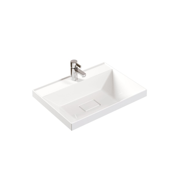 Умывальник TOPPUS Style 60, мраморный, встраиваемый сверху, квадратный, белый, 60 см