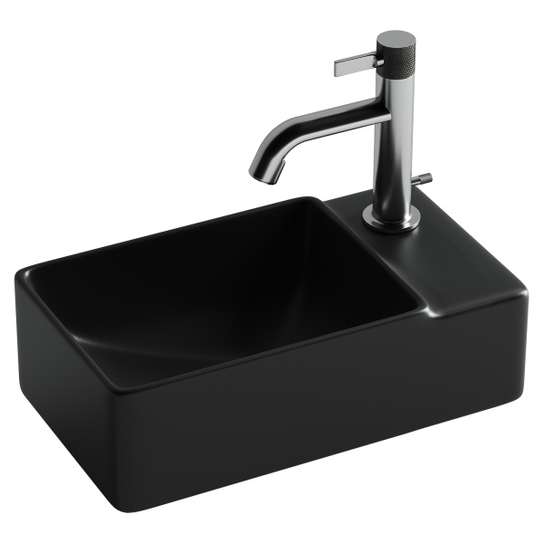 CN5045MB Умывальник подвесной прямоугольный (чаша слева, отверстие под смеситель справа) цвет черный