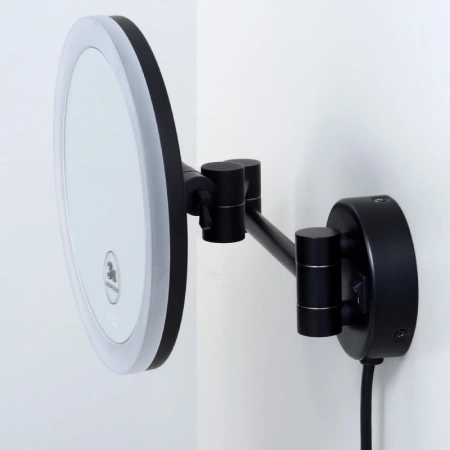 Зеркало WasserKraft K-1004BLACK с LED-подсветкой, 3-х кратным увеличением