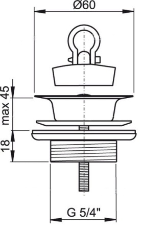 Донный клапан для умывальника 5/4" AlcaPlast A439 цельнометаллический