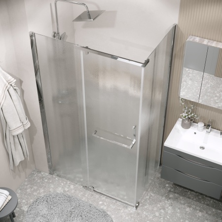 Душ.ограждение 120.K33.03.1080.10.02 Pragma (100*80*195) хром, стекло шиншилла, 2 места