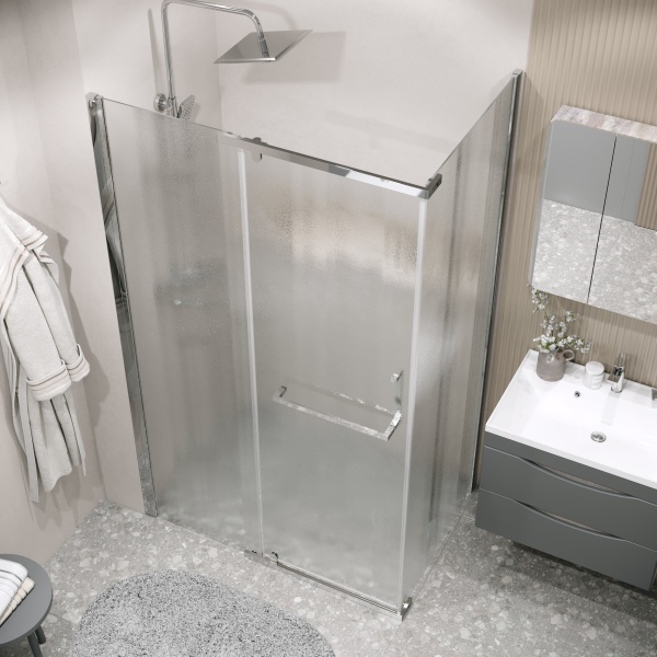 Душ.ограждение 120.K33.03.1080.10.02 Pragma (100*80*195) хром, стекло шиншилла, 2 места