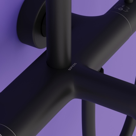 SC3001MB Душевая стойка SANCOS Game для душа/ванны с термостатическим смесителем, цвет черный матовы