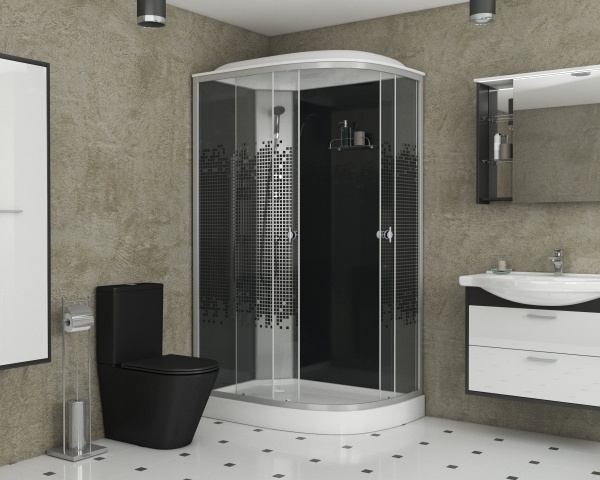 Душ.каб. NG-4512-14R BLACK (1200х800х2150) низкий поддон(13см) стекло МОЗАИКА 3 места