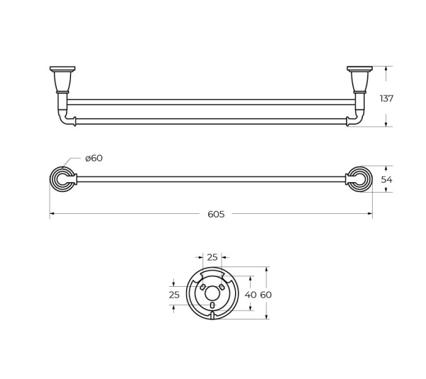 Полотенцедержатель двойной ART&MAX BIANCHI AM-E-2609-D-Cr
