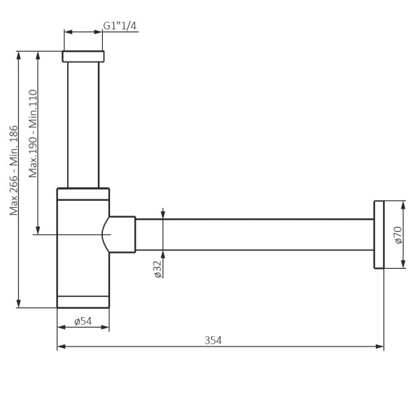 210800000 Option, cифон для раковины, хром