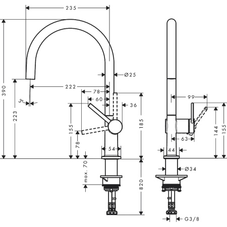 Смеситель для кухни Hansgrohe Talis M54 72804800 Сталь