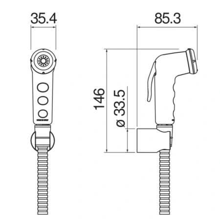 Гигиенический набор для душа Nobili, AD146/52BB, ABS-пластик, вертикальный монтаж
