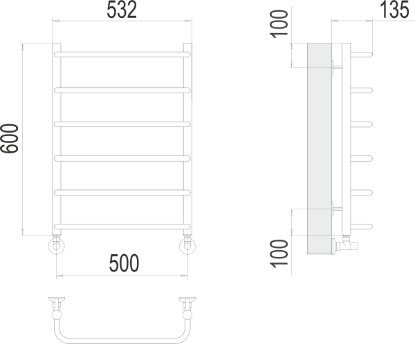 Полотенцесушитель водяной Terminus Стандарт П6 500x600
