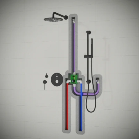 Душевой комплект Timo Saona SX-2309/03SM 250 мм, со смесителем, черный матовый