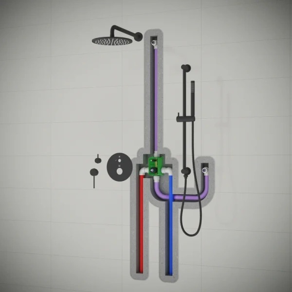 Душевой комплект Timo Saona SX-2309/03SM 250 мм, со смесителем, черный матовый