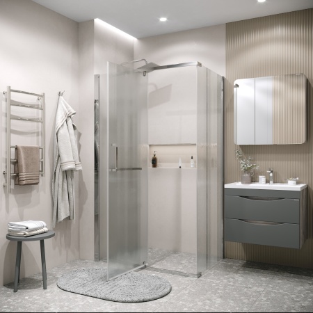 Душ.ограждение 120.K33.03.1080.10.02 Pragma (100*80*195) хром, стекло шиншилла, 2 места