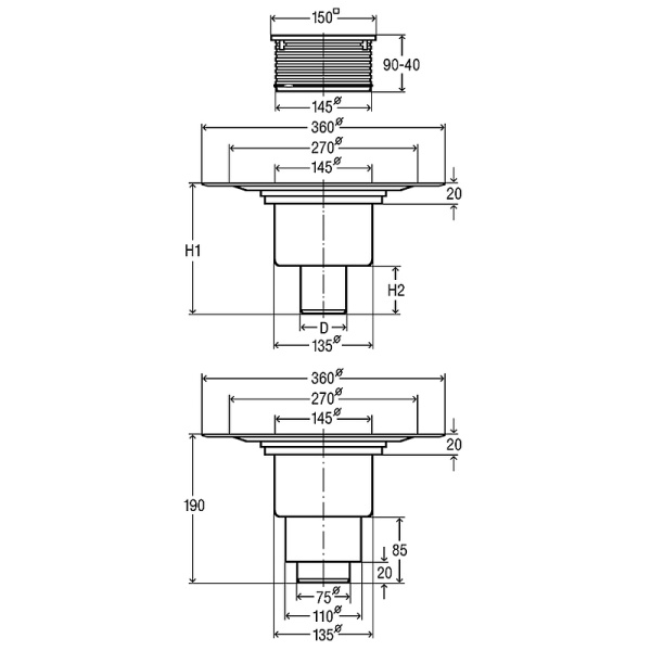 Душевой трап Viega Advantix 4951.1 557188 с решеткой Нержавеющая сталь