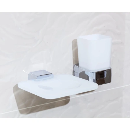 Мыльница Kludi 4998505, хром, прямоугольная, настенная, белая