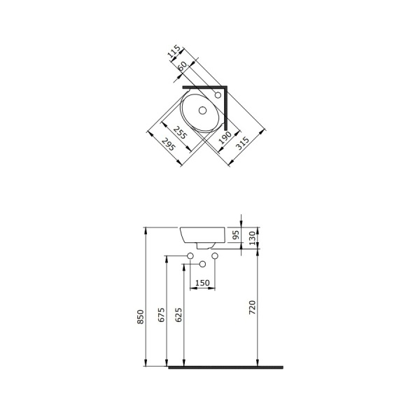 Раковина BERGES Small, 30 см, угловая