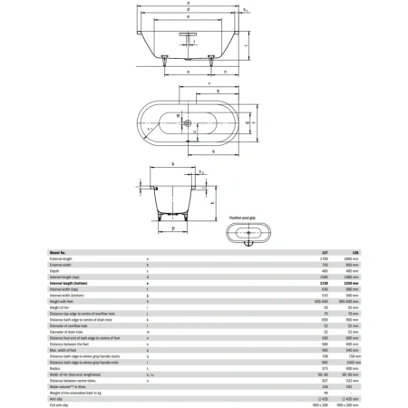 Стальная ванна 180x80 см Kaldewei Centro Duo Oval 128 Standard
