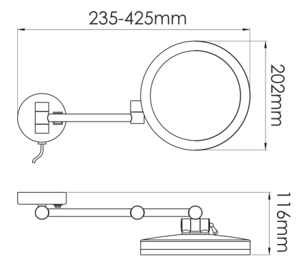 Зеркало WasserKraft K-1004 с LED-подсветкой, 3-х кратным увеличением