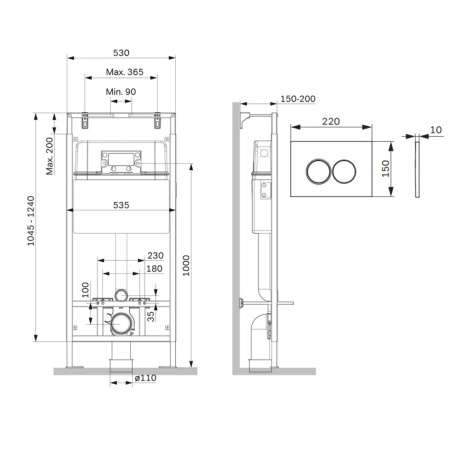 I012710.0131 MasterFit инсталляция для подвесного унитаза с клавишей ProC L, мат.хром