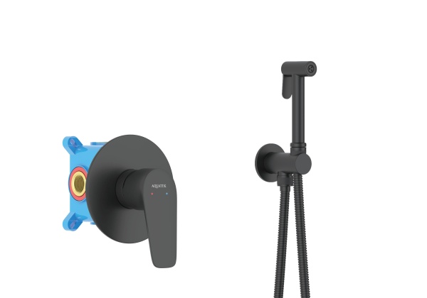 Набор с гигиеническим душем AQUATEK AQ1119MB, латунь, черный матовый