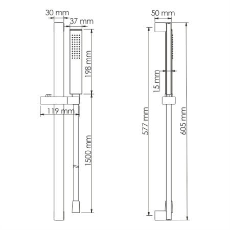 Душевой гарнитур WasserKraft A143, вертикальный монтаж, цвет хром, 1500мм