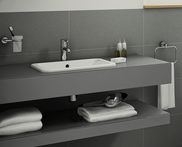 Раковина Vitra "S20", прямоугольная, фарфор, белая, врезная, 45x17x45 см