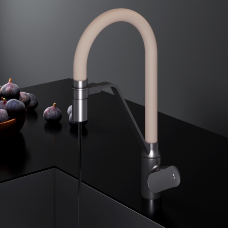 F8007826 Like, смеситель для кухни с каналом для питьевой воды и гибким изливом, черн., бежевый изли