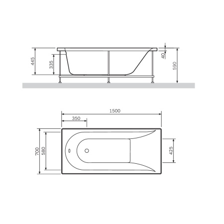 W72A-150-070W-R2 каркас для ванны spirit 150х70
