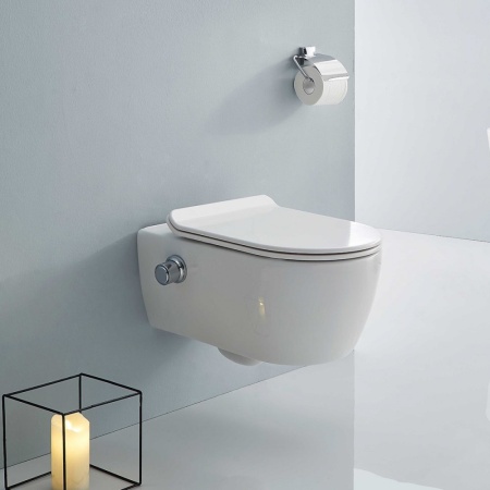 Унитаз SSWW CT2039V-B (550*365*330) подвесной БЕЗОБОДКОВЫЙ с тонкой крышкой, с функцией биде, 1 мест