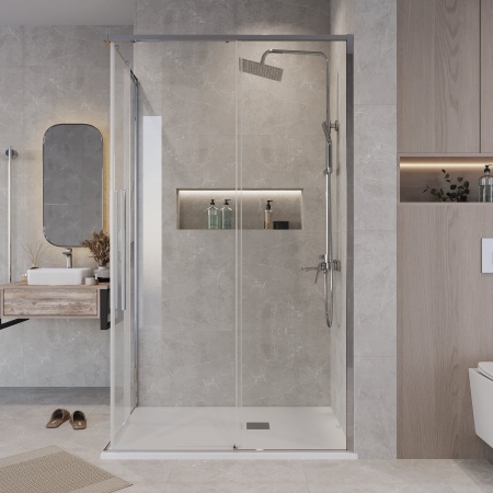 Душ.ограждение 300.K33.01.1090.10.00 Galaxy (100*90*195) хром, стекло прозрачное, 2 места