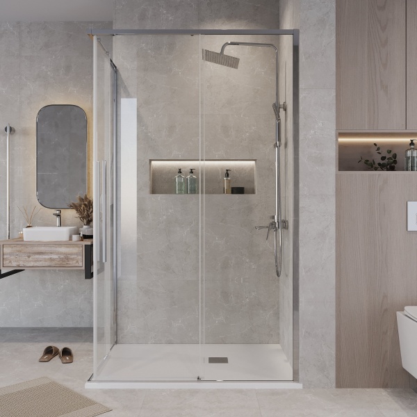 Душ.ограждение 300.K33.01.1090.10.00 Galaxy (100*90*195) хром, стекло прозрачное, 2 места