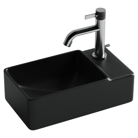 CN5045MB Умывальник подвесной прямоугольный (чаша слева, отверстие под смеситель справа) цвет черный