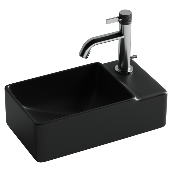 CN5045MB Умывальник подвесной прямоугольный (чаша слева, отверстие под смеситель справа) цвет черный