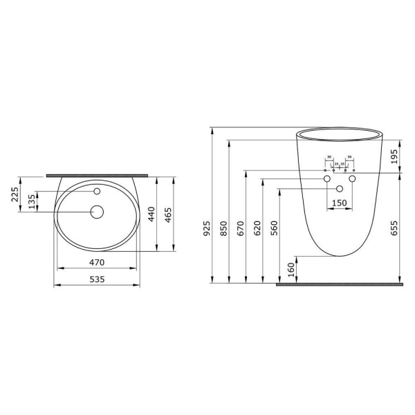 Раковина Ambassador Queen 116T20002 (535*465*765) БЕЛАЯ