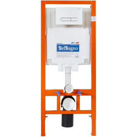 Комплект унитаза с инсталляцией BelBagno Due BB3103CHR/SC/BB002-80/BB018-GV-BIANCO с сиденьем Микролифт и Белой клавишей смыва