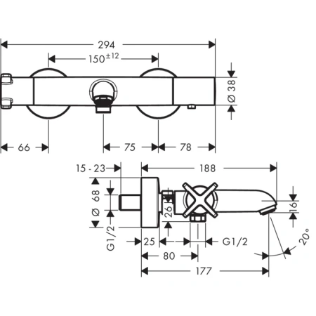 Термостат для ванны Axor Citterio E 36140000