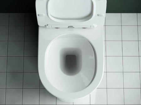 CN1904-B Напольная пристенная безободковая чаша унитаза STAR Rimless c горизонтальным выпуском