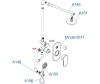 A85155 Встраиваемый комплект для душа с верхней душевой насадкой и лейкой