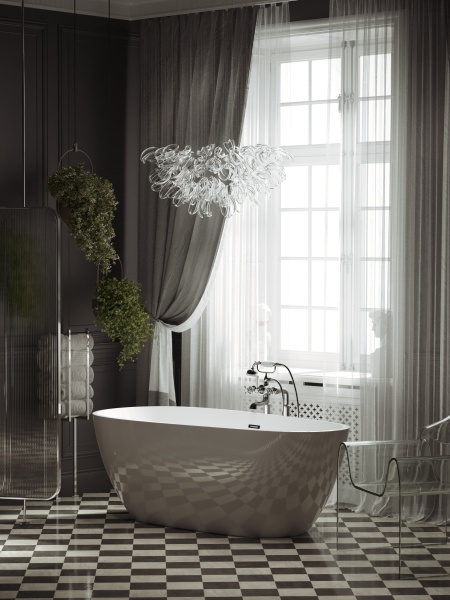 FB18 Ванна SANCOS акриловая отдельностоящая 1700*800*600мм бел. слив-перелив в комплекте, хром