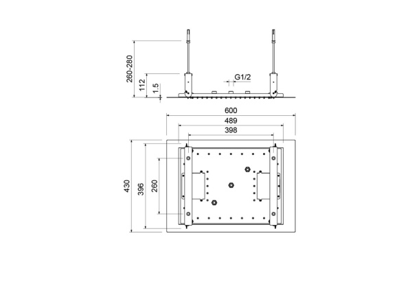 Верхний душ 600*430 мм, 3 jet (внешняя и скрытая часть) AQUATEK AQ2083CR