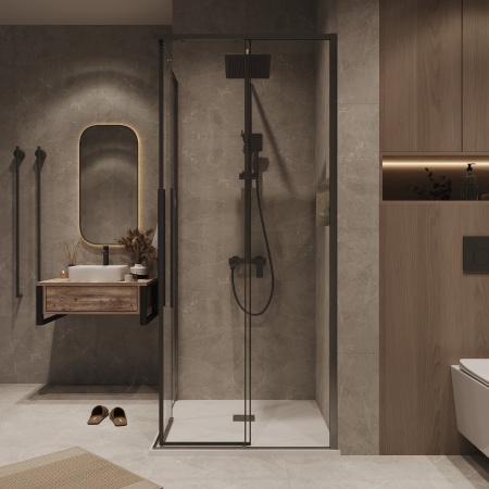 Душ.ограждение 300.K33.01.9090.42.00 Galaxy (90*90*195) квадрат,раздвиж,графит сатин,стекло прозрач