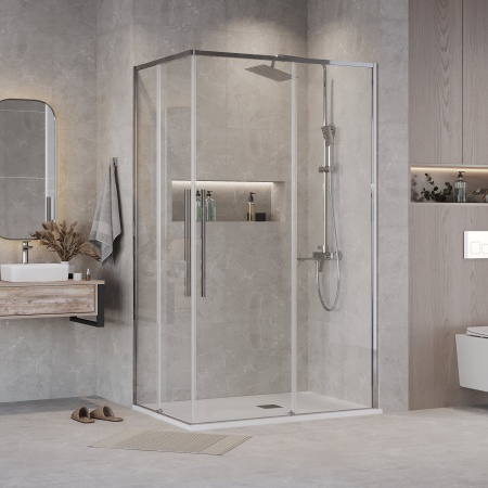 Душ.ограждение 300.K33.01.1090.10.00 Galaxy (100*90*195) хром, стекло прозрачное, 2 места