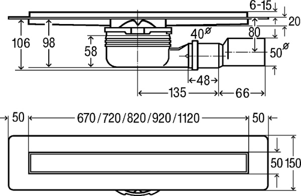 Душевой лоток Viega Advantix 900 4983.20 753221 с решеткой под плитку