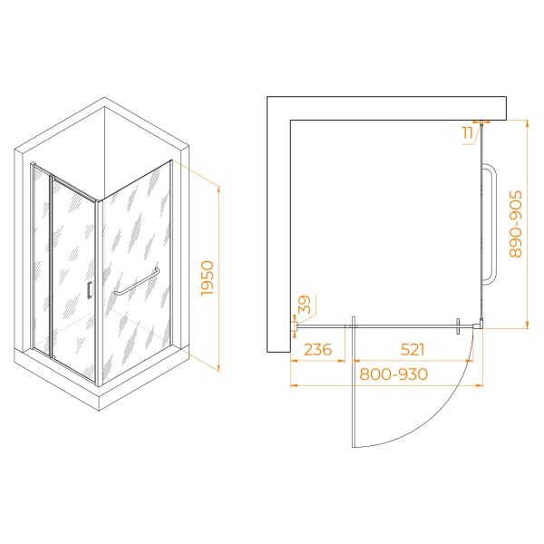 Душевой уголок RGW PA-078-1 (RGW PA-008 + Z-060-2)