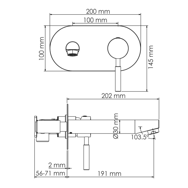 Смеситель для раковины WasserKRAFT Wern 4230, встраиваемый, покрытие никель