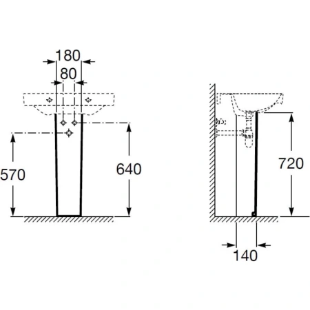 Пьедестал раковины Roca "Debba" 33799000Y, керамика, белый, 72х18х14 см
