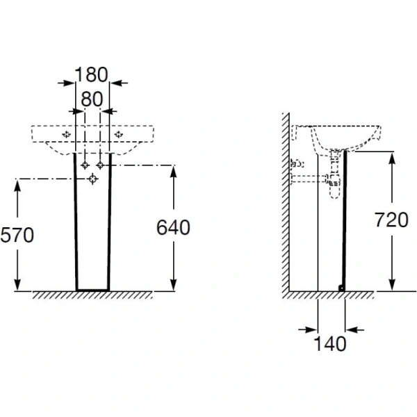 Пьедестал раковины Roca "Debba" 33799000Y, керамика, белый, 72х18х14 см