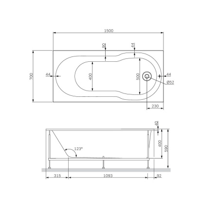 W88A-150-070W-P X-Joy, панель фронтальная для ванны А0 150х70 см, шт