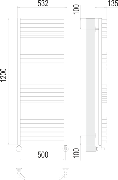 Виктория П22 500х1200 Полотенцесушитель TERMINUS